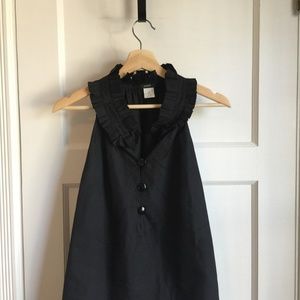 J.Crew Black Ruffle Sleeveless Blouse